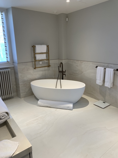 bath with tile